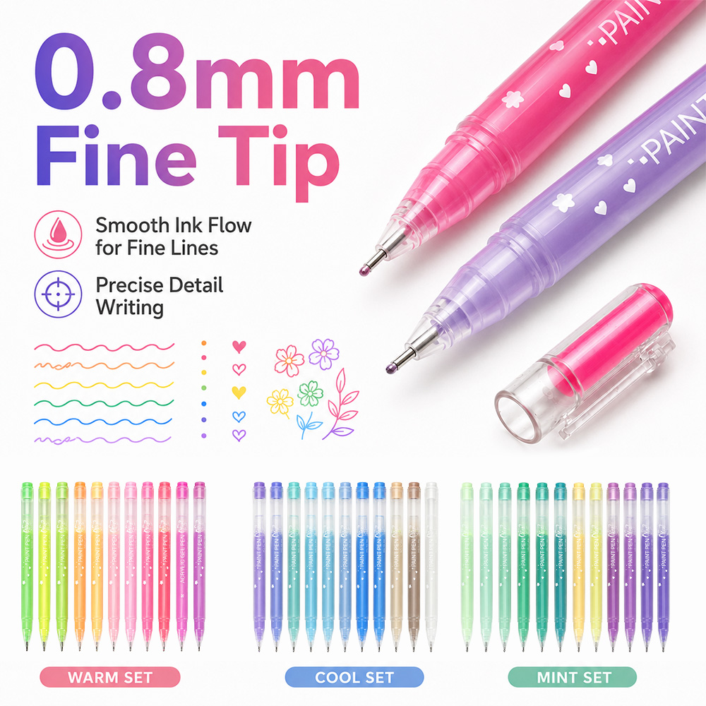 Set Pena Gel Akrilik 12 Warna  - Correction Pen Fine ulasan dan harga